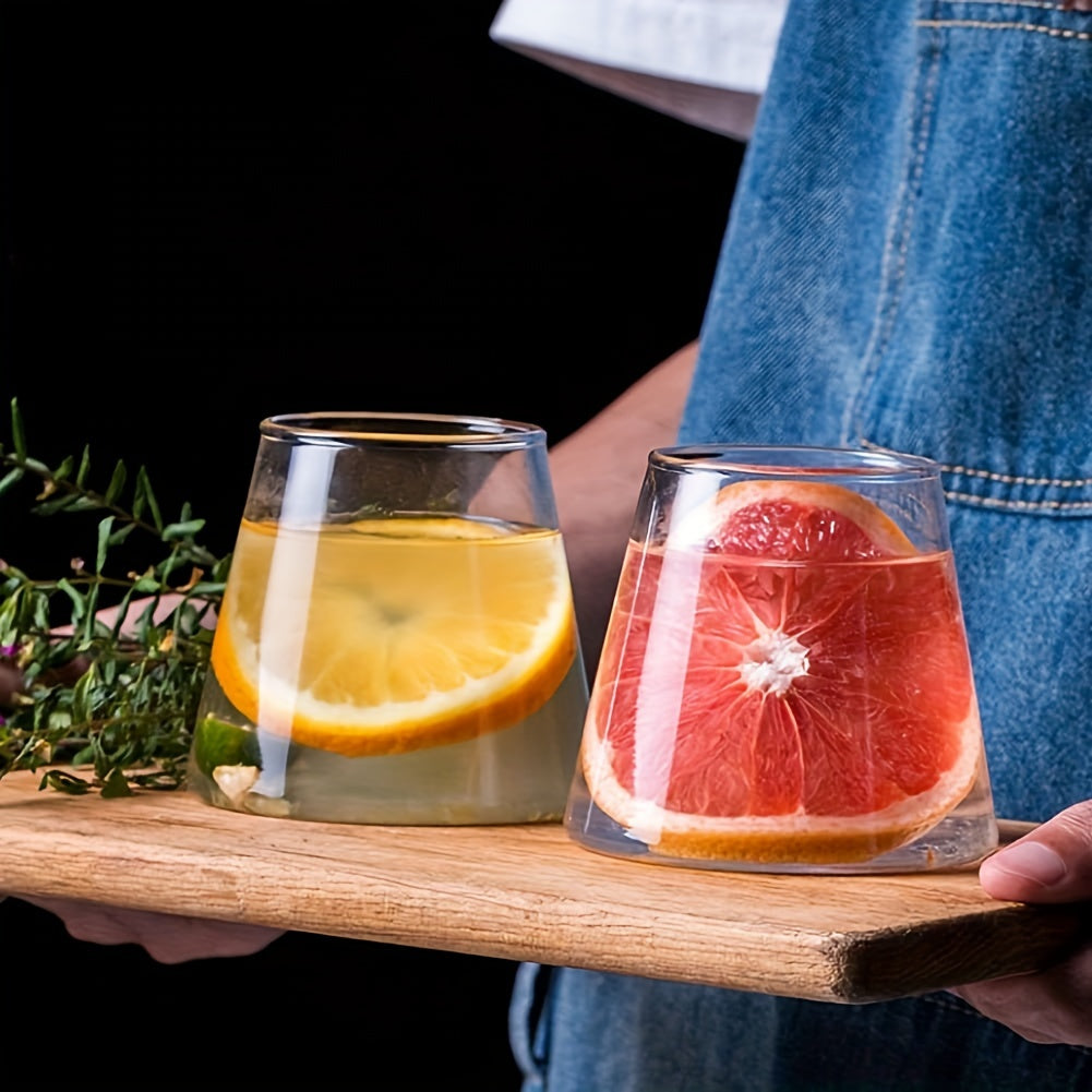 Vintage Mount Fuji Beer Glasses 2pcs Vintage Mount Fuji Beer Glasses - 10oz Clear Glass Cups, Stemless Wine Glasses, Creative Beer Cup for Whiskey, Coffee, Cocktail, Beverage, Water