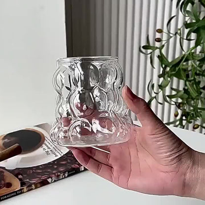 4, 350ml\u002F12oz Grape Patterned Glass Cups, Heat-resistant Borosilicate Glass Water Cups, Morning Coffee Cups, Drinking Cups, Summer And Winter Drinks - Christmas Gifts - Valentine'S Day Gifts