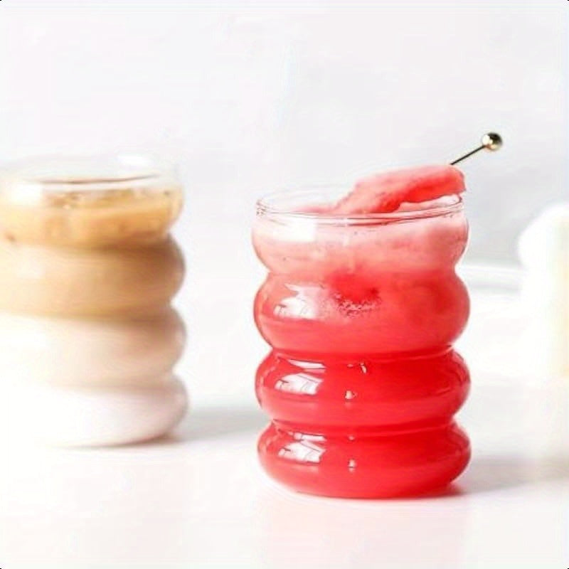 2pcs Drinking Glasses with Glass Straw 14oz Glassware SetCocktail Glasses Iced Coffee Glasses Beer Glasses Ideal for Water Soda Tea Gift with Cleaning Brushe