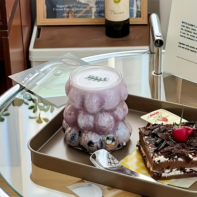 4, 350ml\u002F12oz Grape Patterned Glass Cups, Heat-resistant Borosilicate Glass Water Cups, Morning Coffee Cups, Drinking Cups, Summer And Winter Drinks - Christmas Gifts - Valentine'S Day Gifts