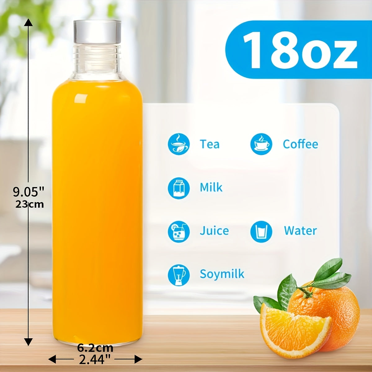 6pcs Glass Coffee Cups, Mother's Day Gift for Mom, Reusable Borosilicate Glass Water Bottles, Leakproof Glasses Suitable for Camping and Party Kitchen Accessories