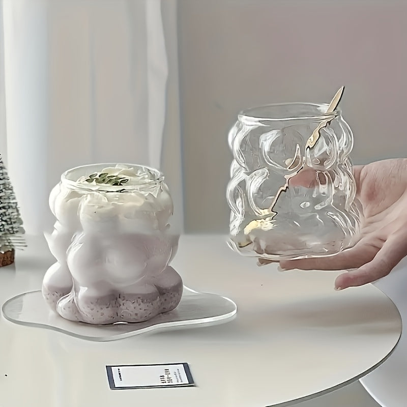 4, 350ml\u002F12oz Grape Patterned Glass Cups, Heat-resistant Borosilicate Glass Water Cups, Morning Coffee Cups, Drinking Cups, Summer And Winter Drinks - Christmas Gifts - Valentine'S Day Gifts