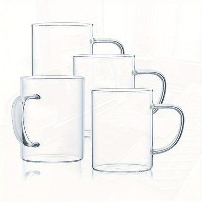 Glass Mug Set of Clear Cups for Cold and Hot Drinks 10.5oz.
