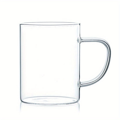Glass Mug Set of Clear Cups for Cold and Hot Drinks 10.5oz.