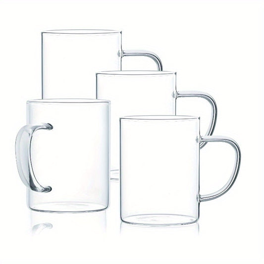 Glass Mug Set of Clear Cups for Cold and Hot Drinks 10.5oz.